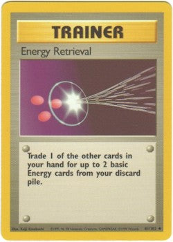 Pokemon Basic Uncommon Card - Trainer Energy Retrieval 81/102