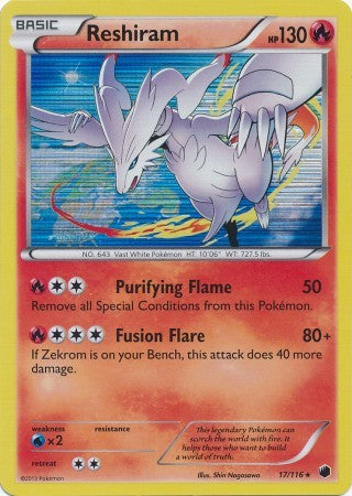 Reshiram 17/116 - Pokemon Plasma Freeze Holo Rare Card