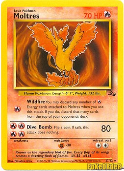 Pokemon Fossil Rare Card - Moltres 27/62