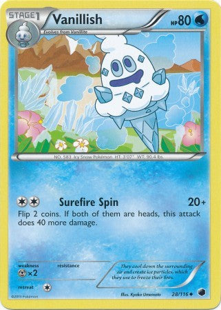 Vanillish 28/116 - Pokemon Plasma Freeze Uncommon Card