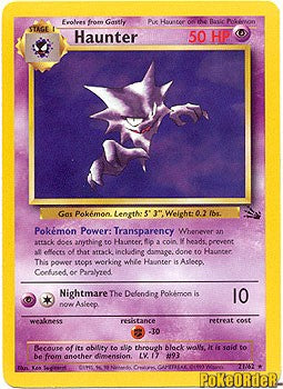 Pokemon Fossil Rare Card - Haunter 21/62