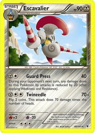 Pokemon Noble Victories Rare Card - Escavalier 80/101