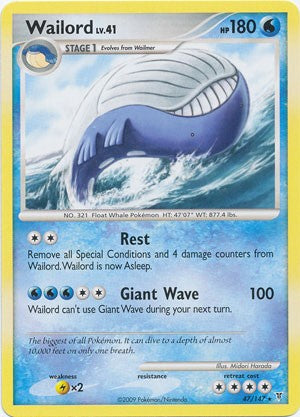Pokemon Supreme Victors Rare Card - Wailord 47/147