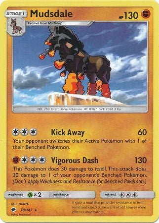 Mudsdale 78/147 Rare - Pokemon Sun & Moon Burning Shadows Card