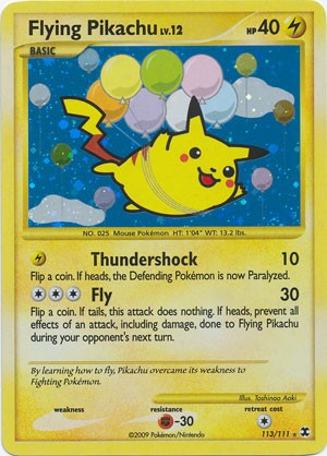 Pokemon Platinum Rising Rivals Single Card Holofoil Rare Flying Pikachu 113/111
