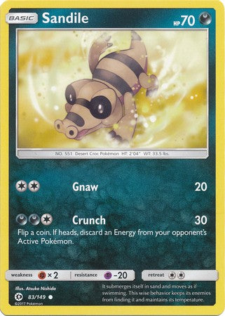 Sandile 83/149 Common - Pokemon Sun & Moon Base Set Single Card