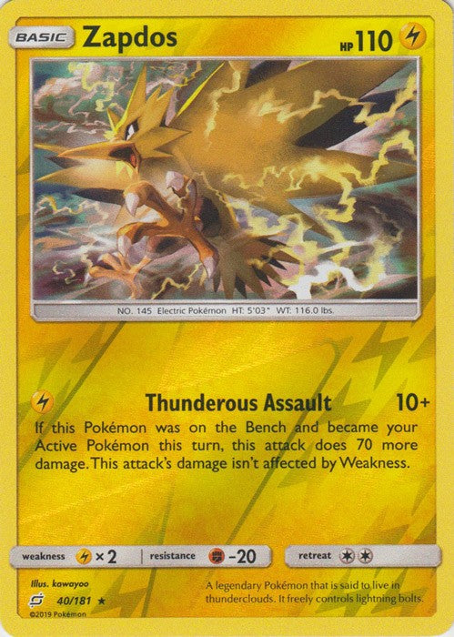 Zapdos - 40/181 (Reverse Foil) Pokemon » SM Team Up Holo Rare