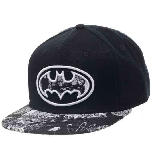 Batman Black/White Logo Sublimated Bill Snapback