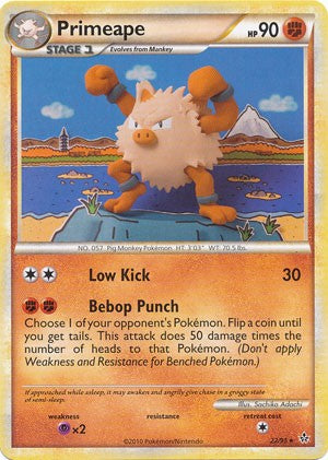 Pokemon Card HS Unleashed Single Card Rare Primeape 22/95
