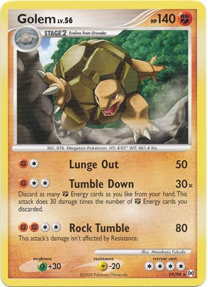 Pokemon Platinum Arceus Single Card Rare Golem 19/99