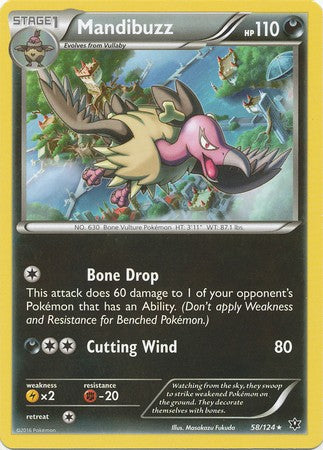 Mandibuzz 58/124 Rare - Pokemon XY Fates Collide Card