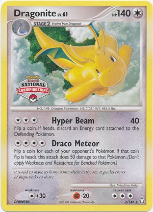 Pokemon Rare Promo Card - Dragonite 2/146 Staff Championships