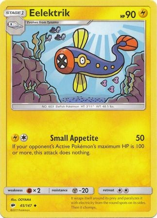 Eelektrik 45/147 Uncommon - Pokemon Sun & Moon Burning Shadows Card