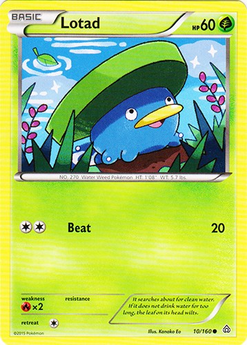 Lotad 10/160 - Common Pokemon XY Primal Clash Card