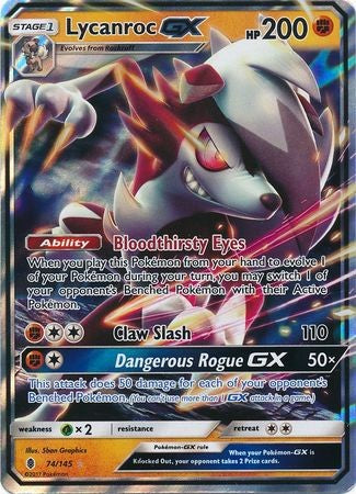 Lycanroc GX 74/145 Ultra Rare - Pokemon Sun & Moon Guardians Rising Card