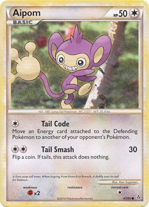 Pokemon Card HS Unleashed Single Card Common Aipom 43/95