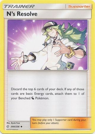 N's Resolve - 200/236 - Uncommon Sun & Moon: Cosmic Eclipse Singles
