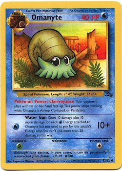 Pokemon Fossil Common Card - Omanyte 52/62