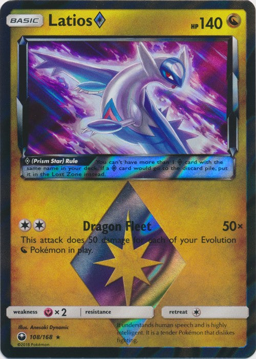 Latios Prism Star 108/168 Holo Rare - Celestial Storm SM7 Pokemon Card