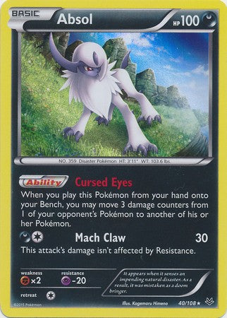 Absol 40/108 Holo Rare - Pokemon XY Roaring Skies Card