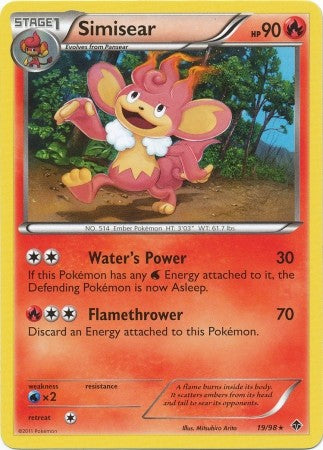 Pokemon Emerging Powers Rare Card - Simisear 19/98
