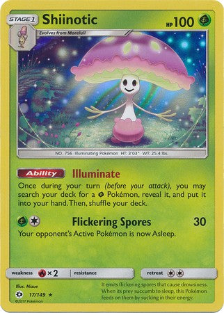 Shiinotic 17/149 Holo Rare - Pokemon Sun & Moon Base Set Single Card