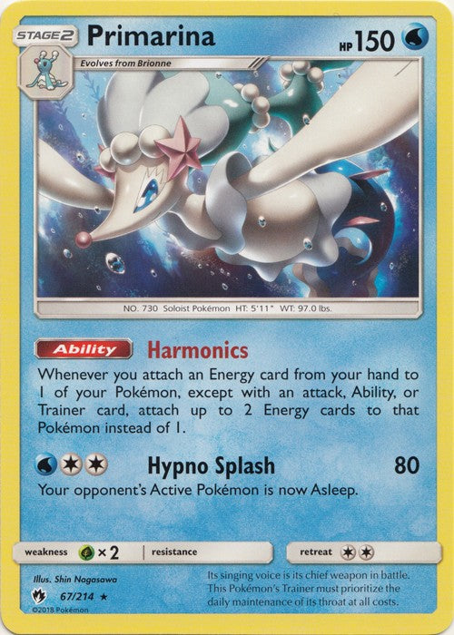 Primarina - 67/214 Pokemon » SM Lost Thunder Rare