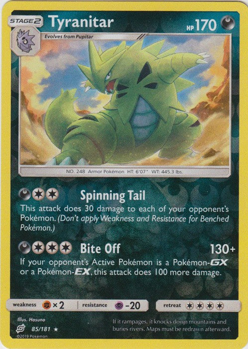 Tyranitar - 85/181 (Reverse Foil) Pokemon » SM Team Up Holo Rare