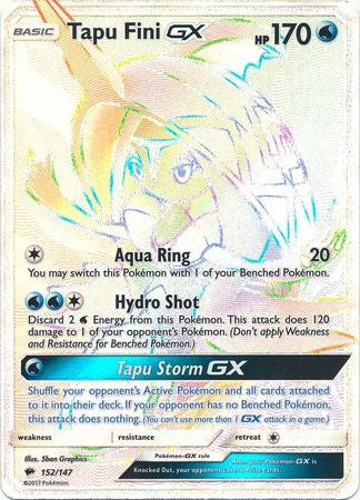 Tapu Fini GX 152/147 Hyper Rare - Pokemon Sun & Moon Burning Shadows Card