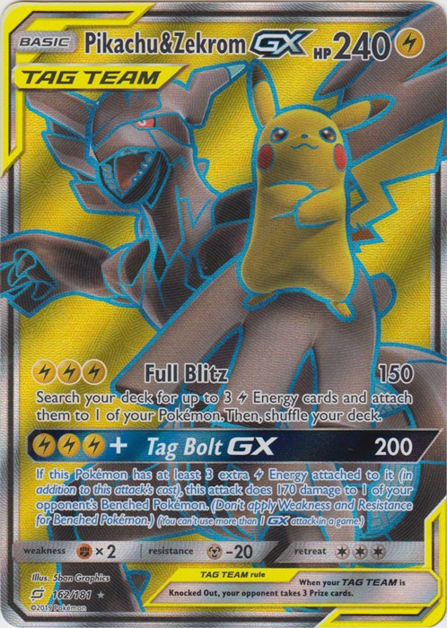 Pikachu & Zekrom-GX (Full Art) - 162/181 Pokemon » SM Team Up Ultra Rare