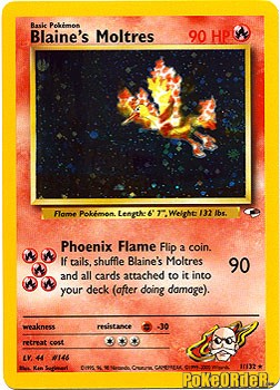 Pokemon Gym Heroes Holo Card - Blaine's Moltres 1/132