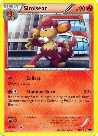 Pokemon Next Destinies Rare Card - Simisear 16/99
