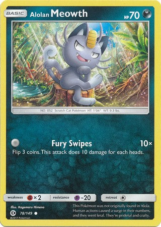 Alolan Meowth 78/149 Common - Pokemon Sun & Moon Base Set Single Card