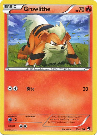 Growlithe 10/122 Common - Pokemon XY Breakpoint Card