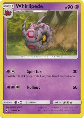 Whirlipede 57/147 Uncommon - Pokemon Sun & Moon Burning Shadows Card