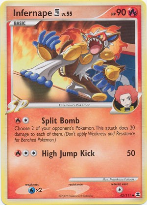 Pokemon Platinum Rising Rivals Single Card Uncommon Infernape E4 43/111