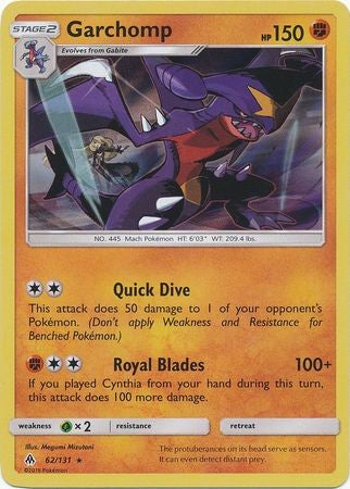 Garchomp 62/131 Holo Rare - Pokemon Sun & Moon Forbidden Light Card