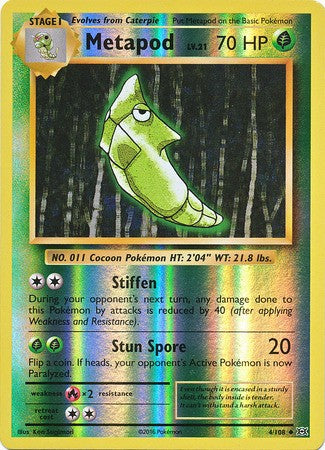Metapod 4/108 Uncommon - Reverse Pokemon XY Evolutions Single Card