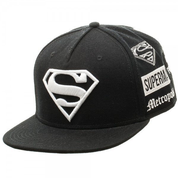 Superman Black/White Snapback Cap