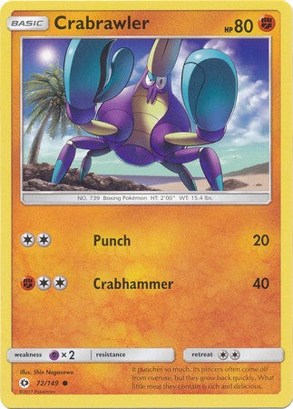 Crabrawler 72/149 Common - Pokemon Sun & Moon Base Set Single Card