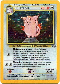 Pokemon Jungle Holofoil Card - Clefable 1/64