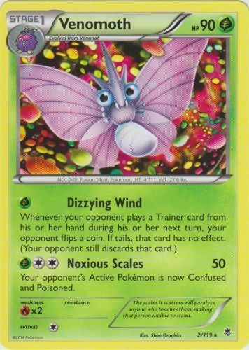 Venomoth 2/119 - Rare Pokemon XY Phantom Forces Card