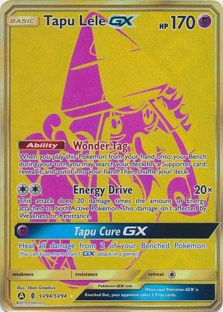 Tapu Lele GX - SV94/SV94 - Gold Secret Sun & Moon: Hidden Fates Singles