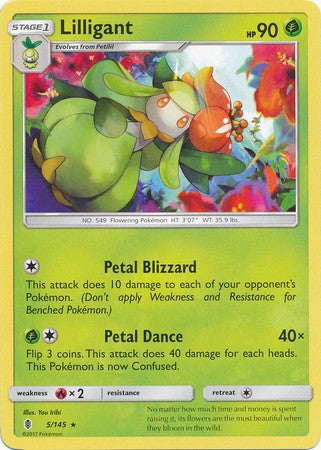 Lilligant 5/145 Rare - Pokemon Sun & Moon Guardians Rising Card