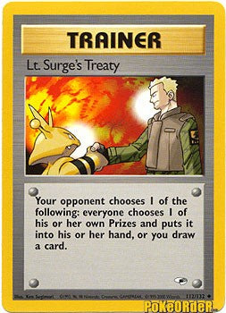 Pokemon Gym Heroes Uncommon Card - Lt. Surge's Treaty 112/132