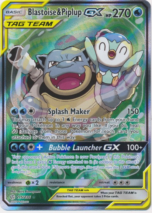 Blastoise & Piplup-GX (Fu Blastoise & Piplup-GX (Full Art) - 215/236ll Art) Cosmic Eclipse