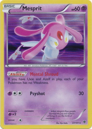 Mesprit 37/101 - Pokemon Plasma Blast Holo Rare Card
