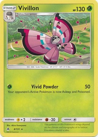 Vivillon 8/131 Rare - Pokemon Sun & Moon Forbidden Light Card