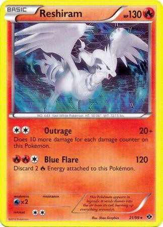 Pokemon Next Destinies Rare Card - Reshiram 21/99