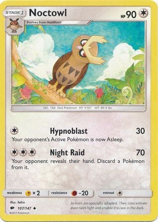 Noctowl 107/147 Uncommon - Pokemon Sun & Moon Burning Shadows Card